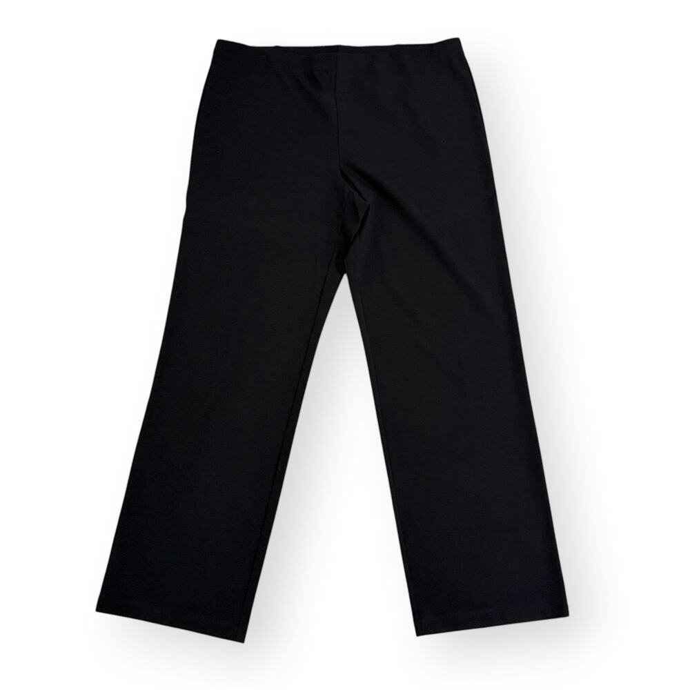 Eileen Fisher Ponte Pull On Pants Trousers XL Black Straight Stretch Minimalist